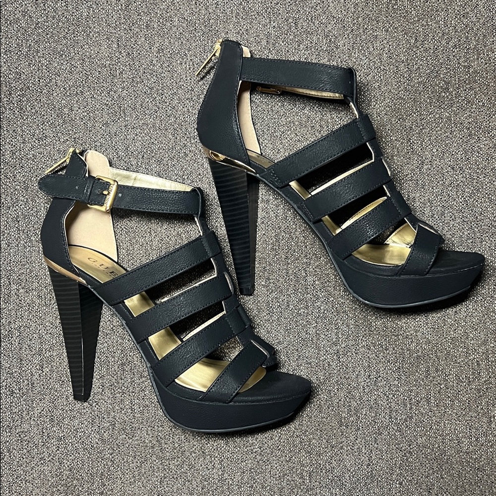 GUESS Factory Women's Nancee Gladiator Platform Heels